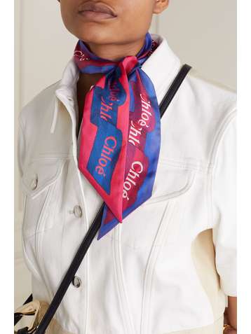 CHLOÉ Printed silk-twill scarf