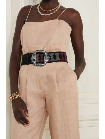ETRO Embroidered suede belt