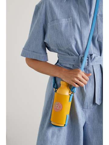 FENDI Stainless steel water bottle and leather holder