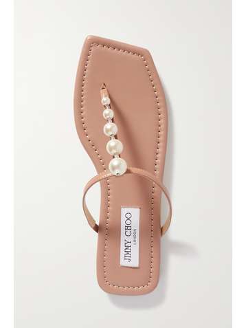 JIMMY CHOO Sandales en cuir à perles synthétiques Alaina