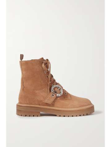 JIMMY CHOO Cora crystal-embellished suede ankle boots