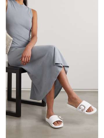 JIMMY CHOO Fallon Pantoletten aus Leder mit Kristallen