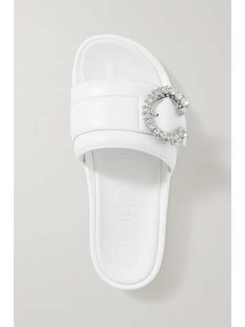 JIMMY CHOO Fallon Pantoletten aus Leder mit Kristallen