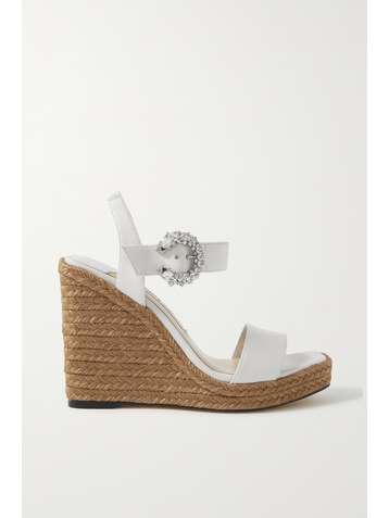 JIMMY CHOO Mirabelle 110 Espadrille-Wedges mit Lederbesätzen und Kristallen