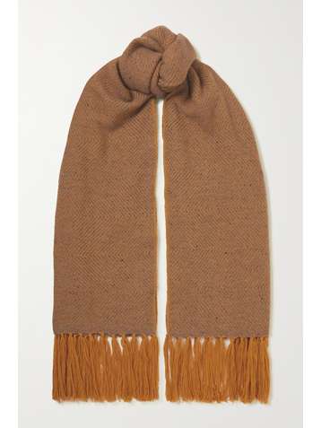LORO PIANA Fringed two-tone cashmere scarf