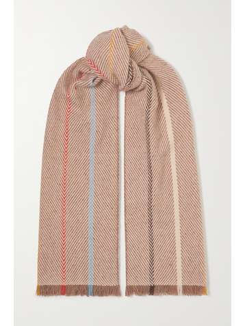 LORO PIANA Fringed striped cashmere scarf
