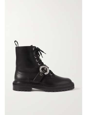 JIMMY CHOO Cora crystal-embellished leather ankle boots