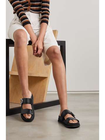 JIMMY CHOO Marga crystal-embellished leather slides
