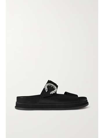 JIMMY CHOO Marga crystal-embellished leather slides