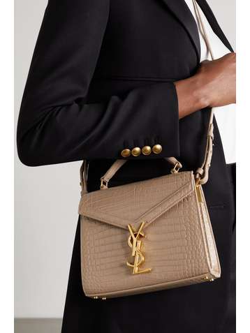 SAINT LAURENT Cassandra mini croc-effect leather tote