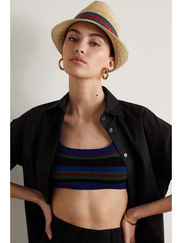 GUCCI Fedora en paille à rayures