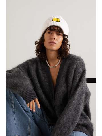 ACNE STUDIOS Bonnet en laine côtelée à appliqué - NET SUSTAIN