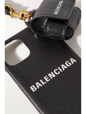 BALENCIAGA iPhone 12- und AirPods-Hülle aus strukturiertem Leder mit Print