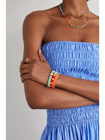ROXANNE ASSOULIN Set de trois bracelets en émail et métal doré Happy