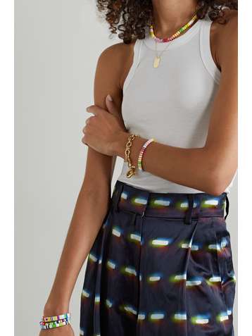 ROXANNE ASSOULIN Parure collier et bracelet en émail et métal doré Loopy Lite Donut