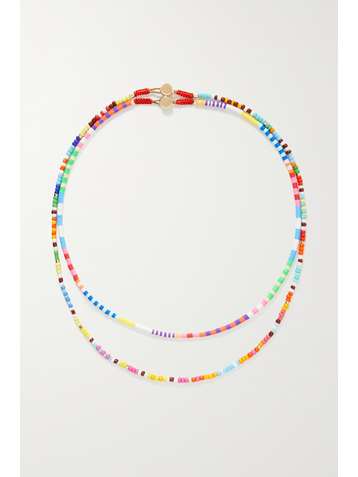 ROXANNE ASSOULIN Set de deux colliers en perles et métal doré Technicolor