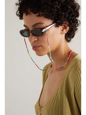 ROXANNE ASSOULIN Chaîne pour lunettes de soleil en caoutchouc et métal doré Technicolor