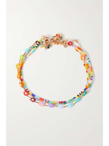ROXANNE ASSOULIN Set de trois bijoux de cheville en perles et métal doré