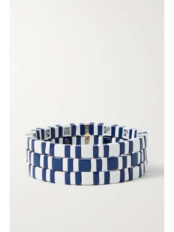 ROXANNE ASSOULIN Set de trois bracelets en émail et en métal doré Summer Stripes