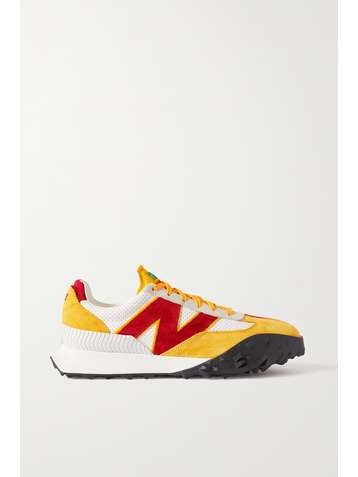 NEW BALANCE + Casablanca XC72 mesh-trimmed perforated-leather and suede sneakers