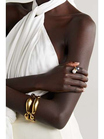 OSCAR DE LA RENTA Gold-tone faux pearl ring