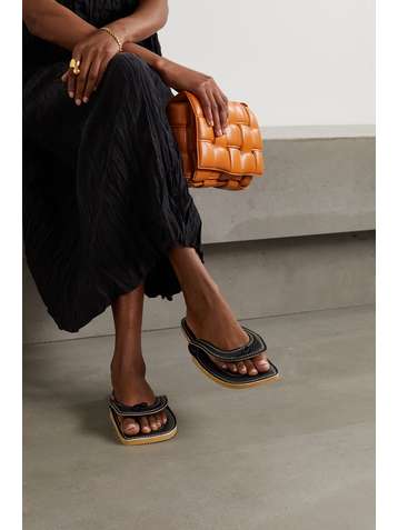 DRIES VAN NOTEN Tongs en cuir à surpiqûres