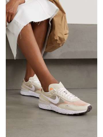 NIKE Waffle One Crater faux suede-trimmed mesh sneakers