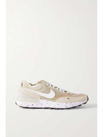 NIKE Waffle One Crater faux suede-trimmed mesh sneakers