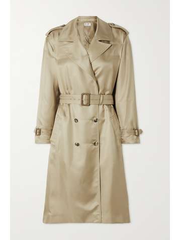 SAINT LAURENT Trench-coat en serge de soie à ceinture
