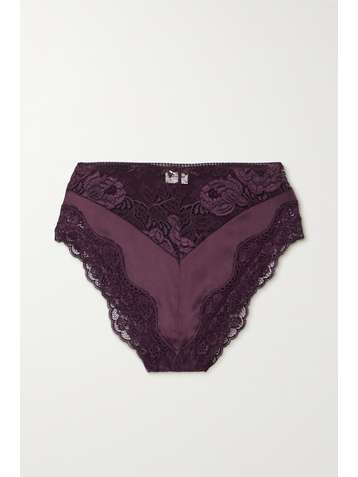 SAINT LAURENT Short en satin de soie stretch et en dentelle