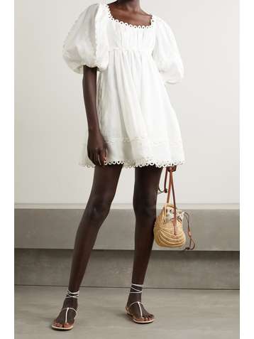 ZIMMERMANN Cassia scalloped linen mini dress