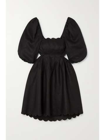 ZIMMERMANN Mini-robe en lin à festons et à découpe Mae