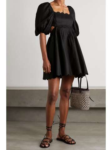 ZIMMERMANN Mini-robe en lin à festons et à découpe Mae