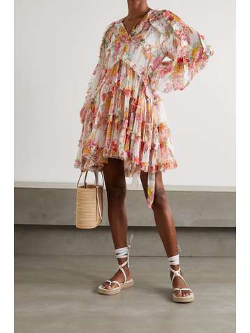 ZIMMERMANN Mae ruffled floral-print silk-crepon mini dress