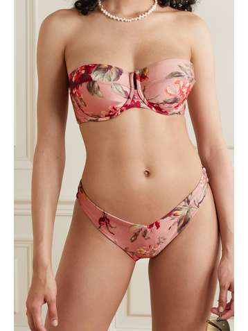 ZIMMERMANN Cassia floral-print underwired bandeau bikini top