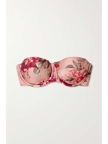 ZIMMERMANN Cassia floral-print underwired bandeau bikini top