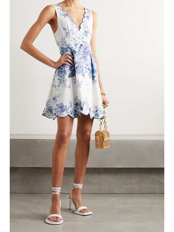 ZIMMERMANN Aliane scalloped floral-print linen mini dress