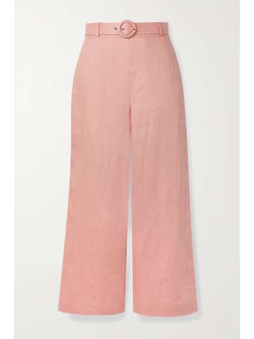 ZIMMERMANN Cassia belted cropped linen wide-leg pants