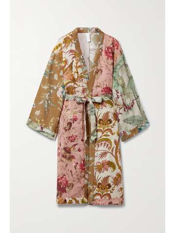 ZIMMERMANN Peignoir en lin imprimé à ceinture Cassia