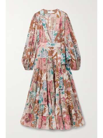 ZIMMERMANN Cassia patchwork floral-print cotton-voile wrap dress