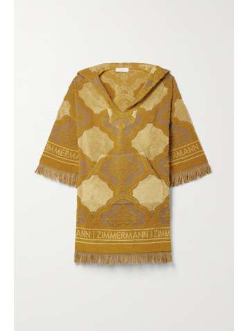 ZIMMERMANN Aliane hooded fringed cotton-terry jacquard mini dress