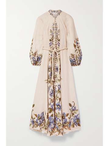 ZIMMERMANN Aliane belted floral-print linen maxi dress