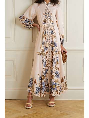 ZIMMERMANN Aliane belted floral-print linen maxi dress