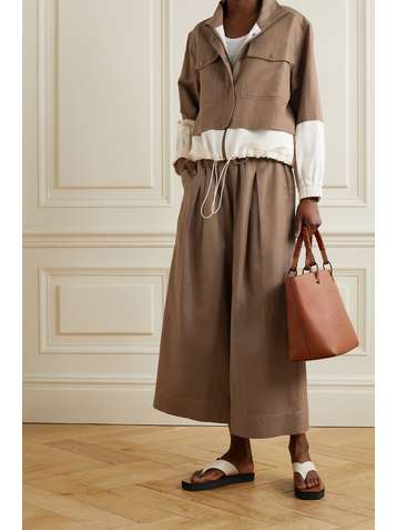 APIECE APART Selva cropped two-tone linen and cotton-blend twill jacket