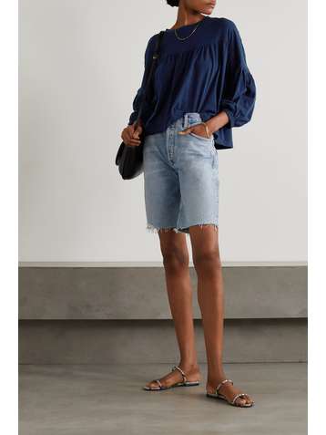 APIECE APART Vida gathered cotton-jersey blouse