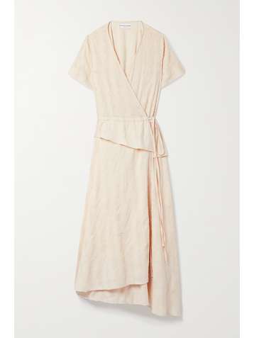 APIECE APART Cabo asymmetric draped fil coupé voile wrap midi dress