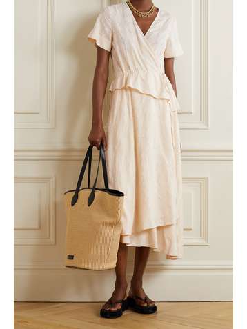 APIECE APART Cabo asymmetric draped fil coupé voile wrap midi dress