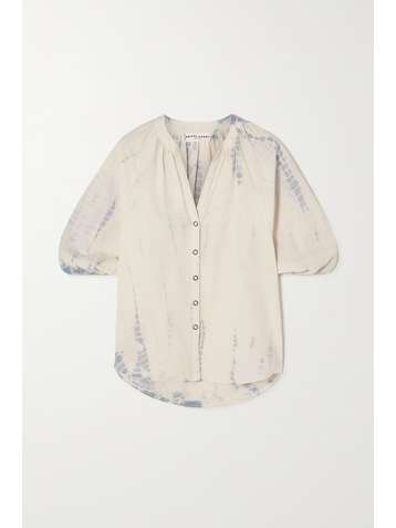 APIECE APART Mitte tie-dyed cotton and linen-blend blouse