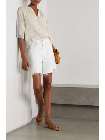 APIECE APART Mitte tie-dyed cotton and linen-blend blouse