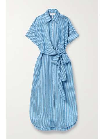APIECE APART Nicoya striped organic cotton-seersucker midi shirt dress